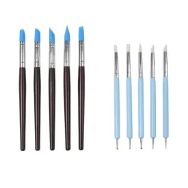 10pcs Blue Dental Resin Brush Pens, Silicone Clay Sculpting Tool Modeling Dotting Tool