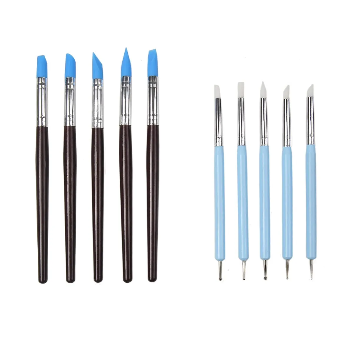 10pcs Blue Dental Resin Brush Pens, Silicone Clay Sculpting Tool Modeling Dotting Tool