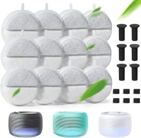12 Pack Cat Water Fountain Filter & 6 Pack Pump Sponges & 6 Pack Sound-Absorbing Sponges, Pet Water Fountain Filter for 84 fl oz/2.5L Cat Water Fountain (F-016B)