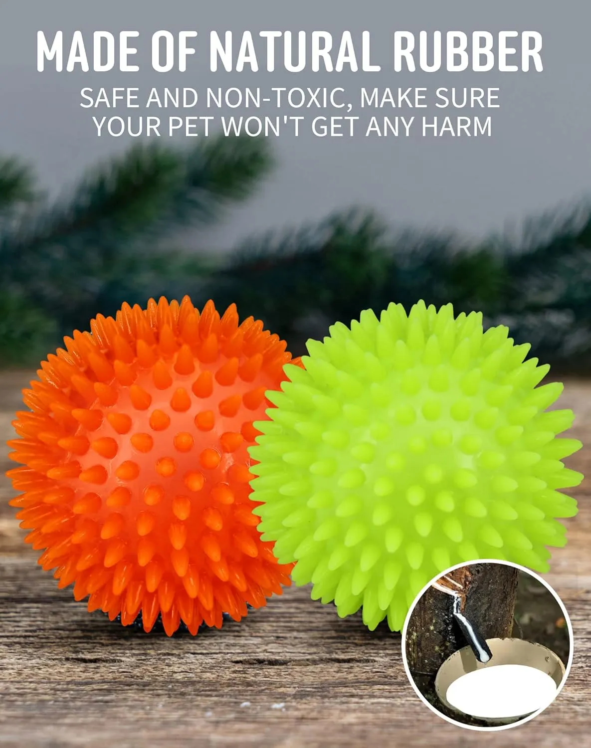 3.5" Spike Dog Balls With Squeaky, Thicker and Durable, 2 Pack Chew Toys for Clean Teeth Training, Ball Toys for Aggressive Chewers, Puppy Small Medium Large Dogs