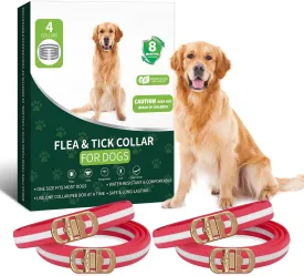 4 Pack Flea and Tick Collar for Dogs- Adjustable Dog Flea and Tick Collar- 32 Months Dog Flea and Tick Treatment - Water Resistant Dog Flea Collars for Puppy Small Medium Large Dog- Red & White