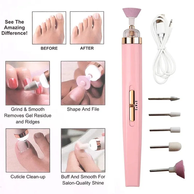 5 in 1 Electric Nail Drill Machine with Light Nail Grinder Polishing