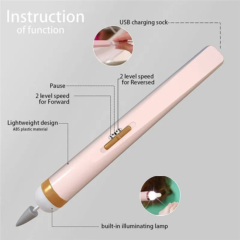 5 in 1 Electric Nail Drill Machine with Light Nail Grinder Polishing