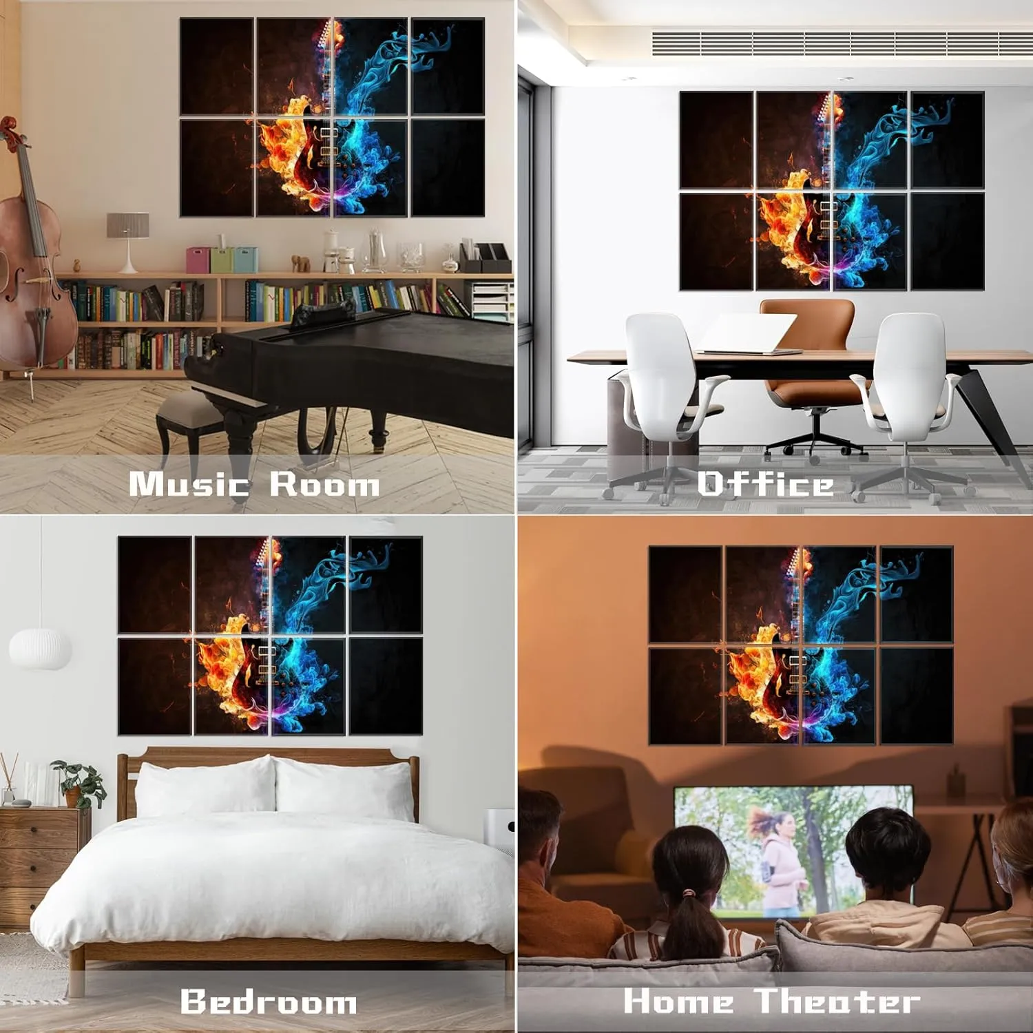 8 Pieces Guitar Wall Art Music Decor, Guitar Art Music Gifts for Men, Guitar Sign Sound Absorbing Panel for Music Room Decor