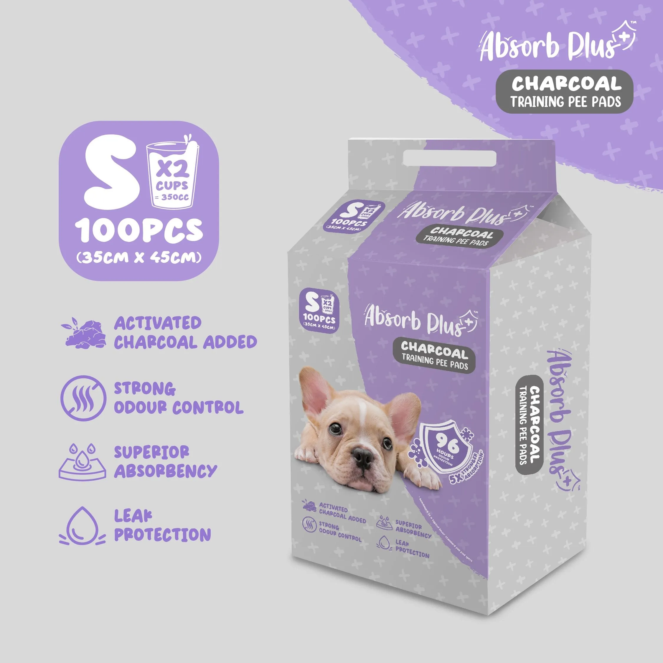 Absorb Plus Charcoal Pee Pad Pet Sheets - S (100pcs) | 35cm x 45cm