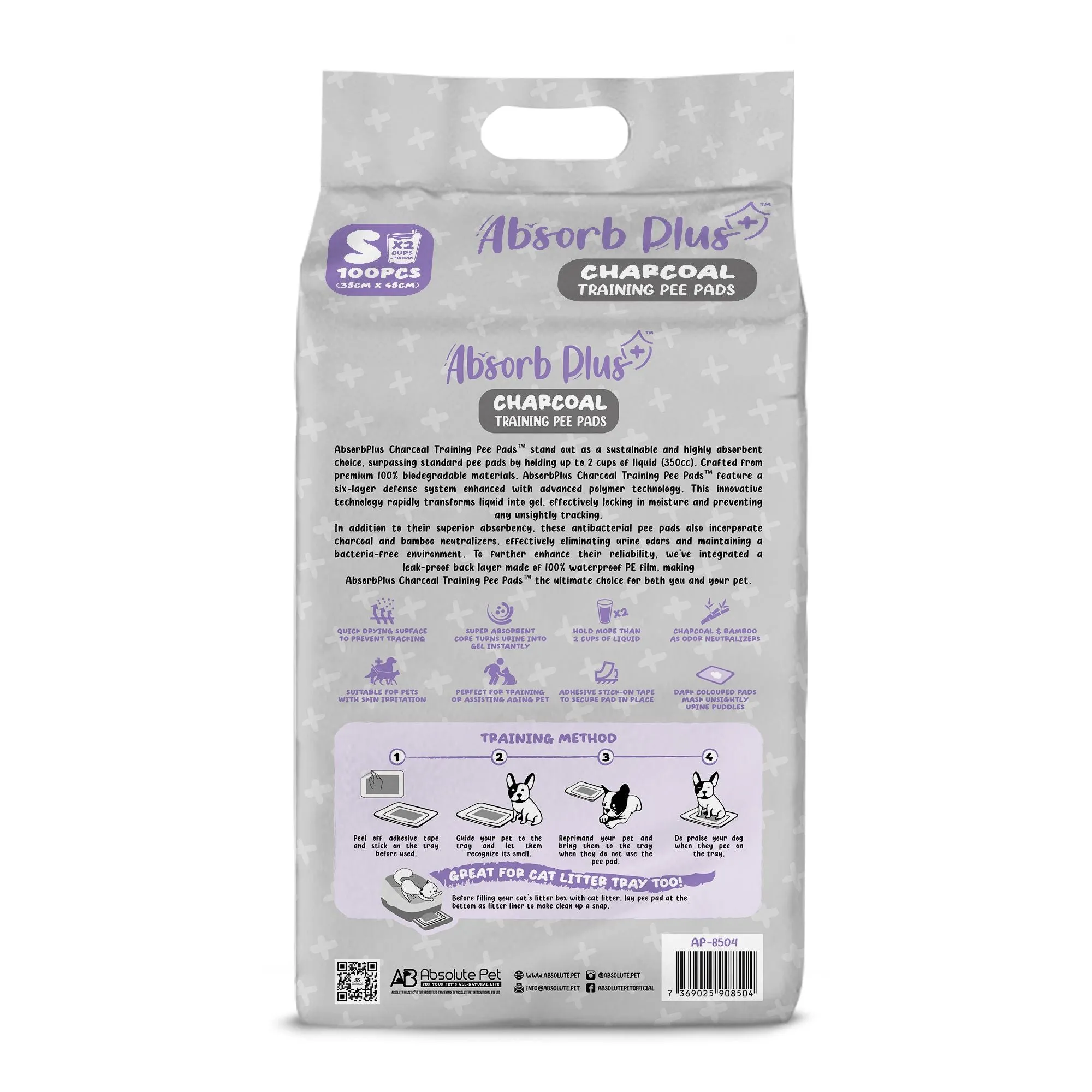 Absorb Plus Charcoal Pee Pad Pet Sheets - S (100pcs) | 35cm x 45cm