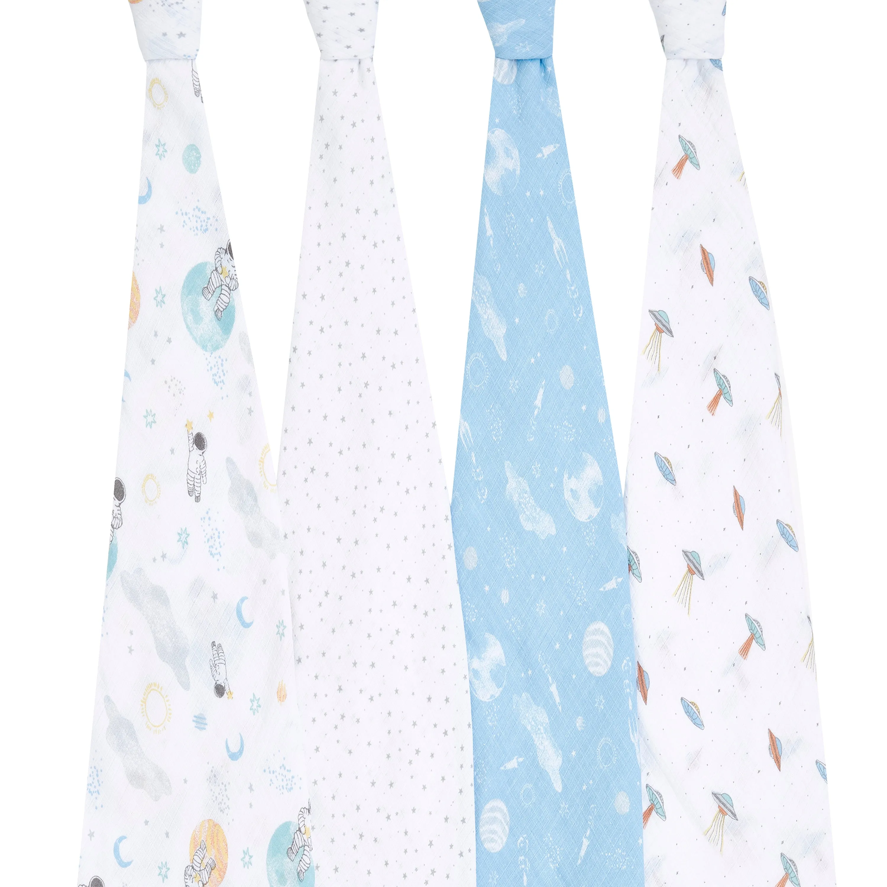 aden   anais Cotton Muslin Swaddles 4 pack Space Explorers Blue