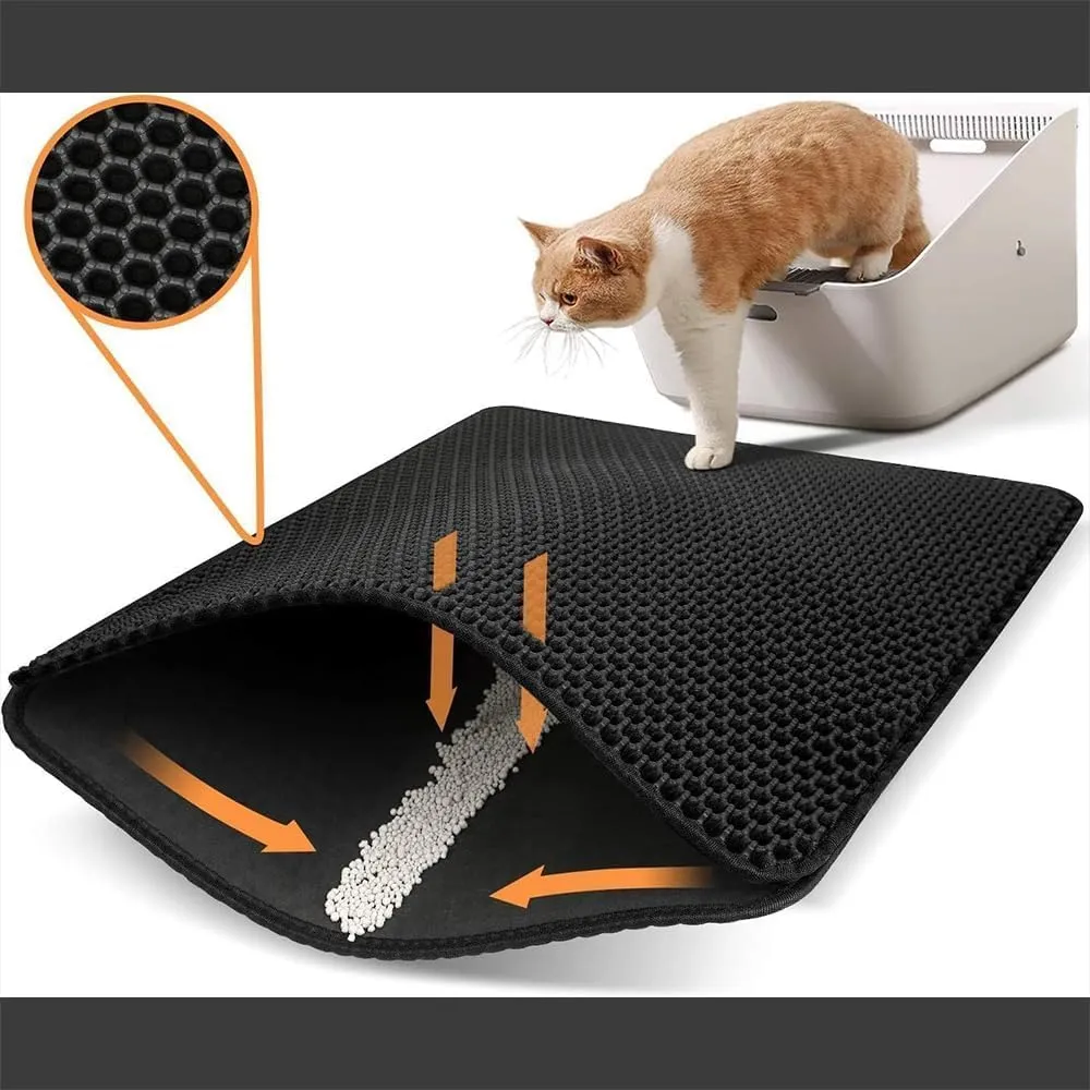 Adorapaws Mess Free Litter Mat,Adorapaws Cat Litter Trap Mat,Double Layer Cat Mat,Honeycomb Double Layer Trapping Litter Mat Design,Waterproof, Urine-Proof, Easy To Clean (50*40cm/20*16in,grey)