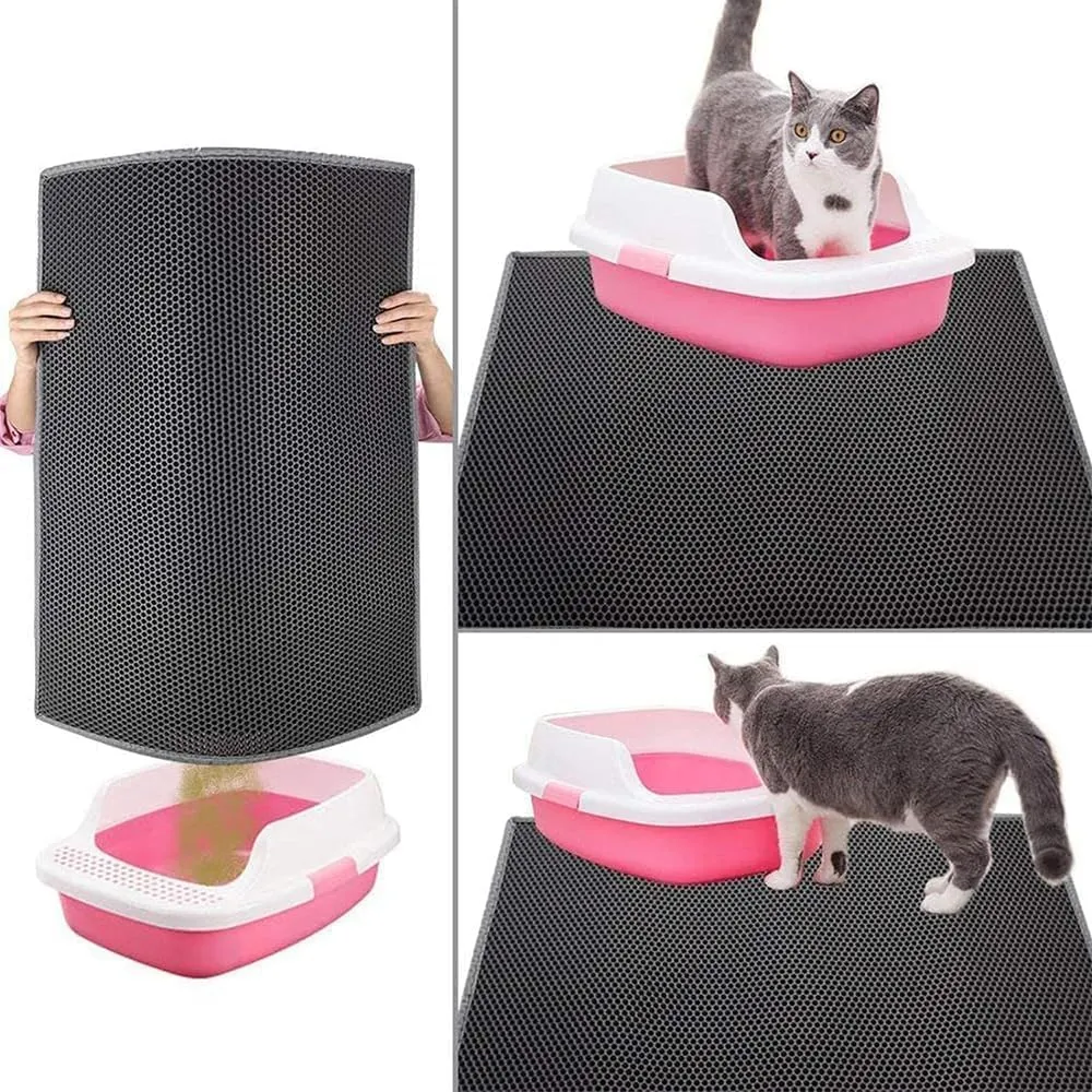 Adorapaws Mess Free Litter Mat,Adorapaws Cat Litter Trap Mat,Double Layer Cat Mat,Honeycomb Double Layer Trapping Litter Mat Design,Waterproof, Urine-Proof, Easy To Clean (50*40cm/20*16in,grey)