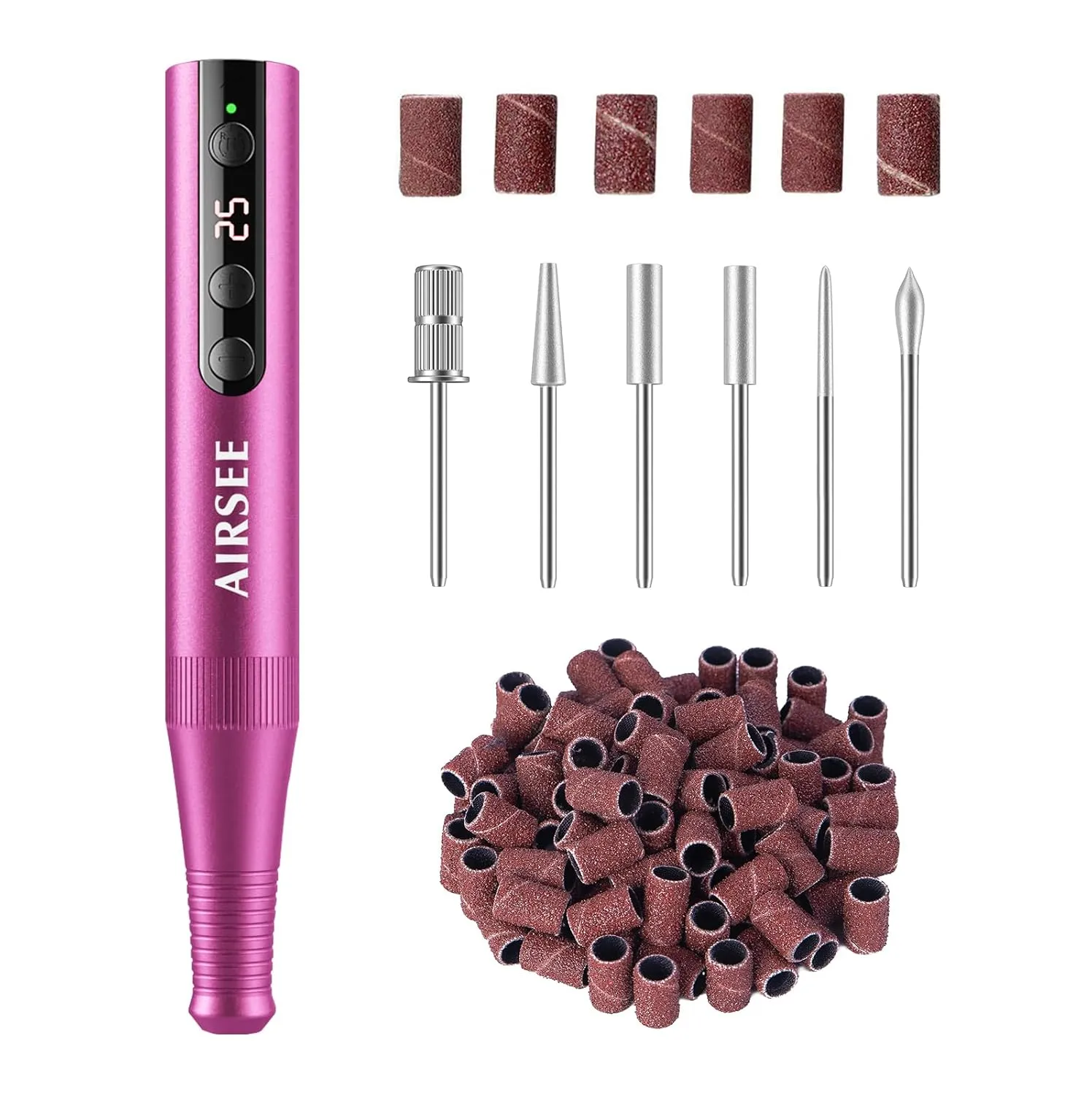 AIRSEE Omni GO Cordless Nail Drill for Home & Salon, Portable Rechargeable Nail File , Professional Efile Dremel Kit for Manicure Pedicure Acrylic Gel Polishing, Pink