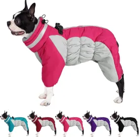 AOFITEE Small Dog Coat - Warm Winter Jacket with Built-in Harness, Reflective Turtleneck Puffer Jacket Snowsuit, Fleece Coat for Small to Large Dogs