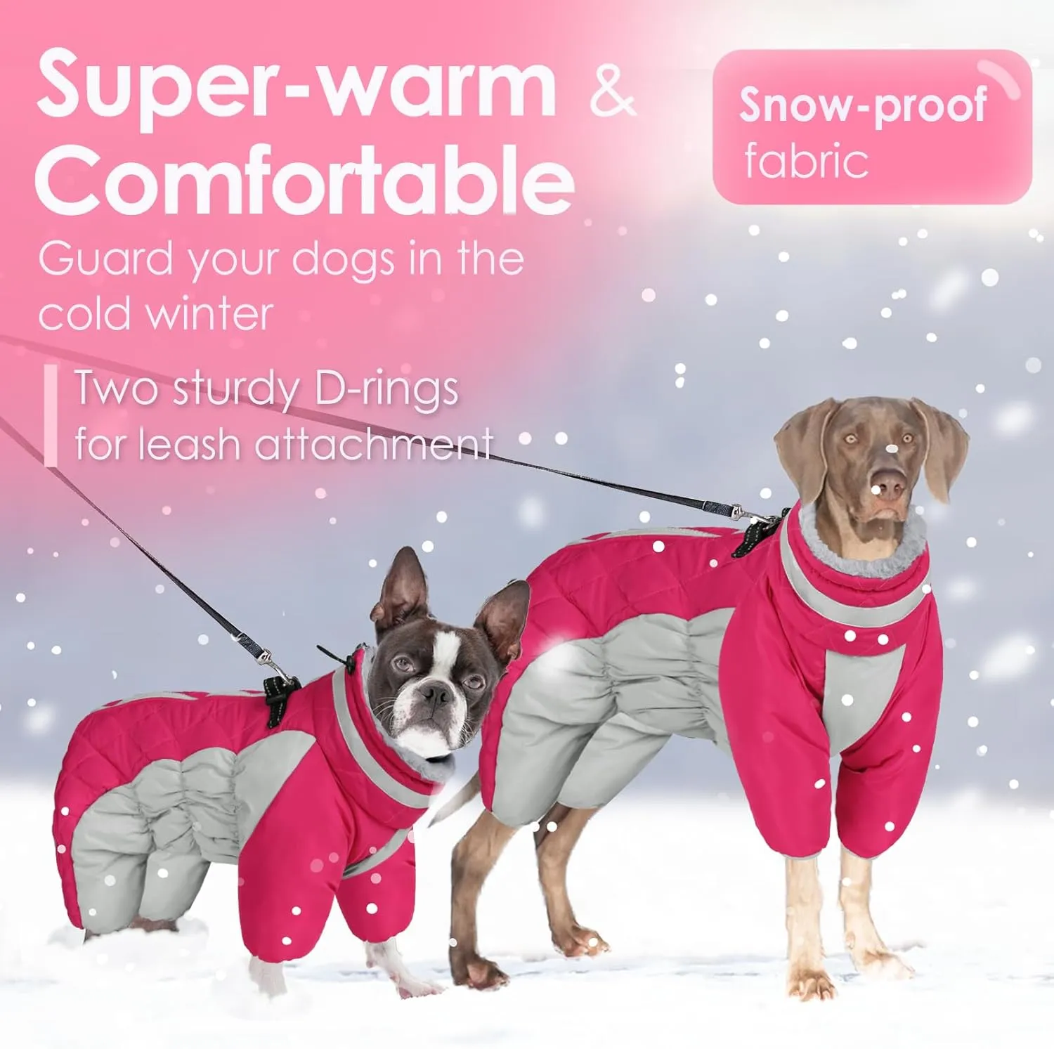 AOFITEE Small Dog Coat - Warm Winter Jacket with Built-in Harness, Reflective Turtleneck Puffer Jacket Snowsuit, Fleece Coat for Small to Large Dogs