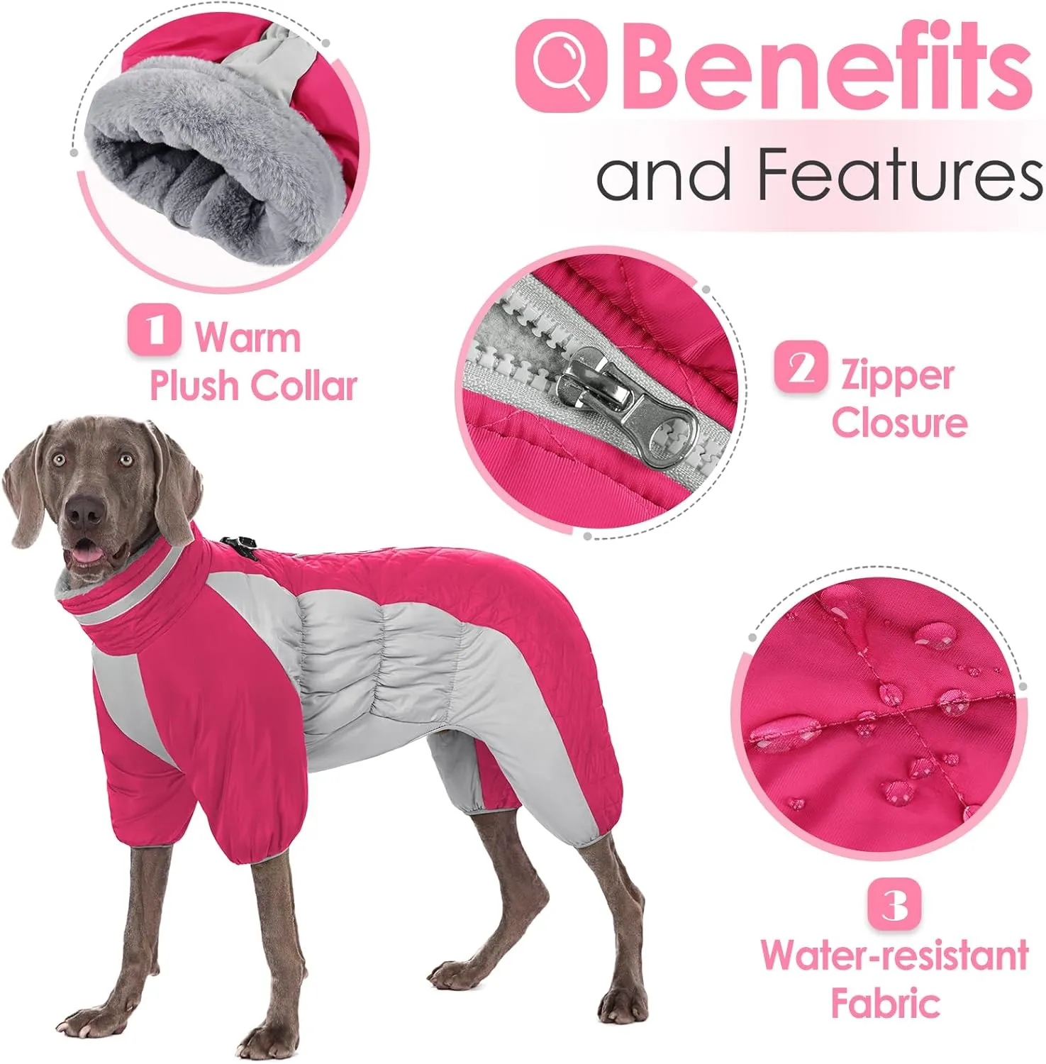 AOFITEE Small Dog Coat - Warm Winter Jacket with Built-in Harness, Reflective Turtleneck Puffer Jacket Snowsuit, Fleece Coat for Small to Large Dogs