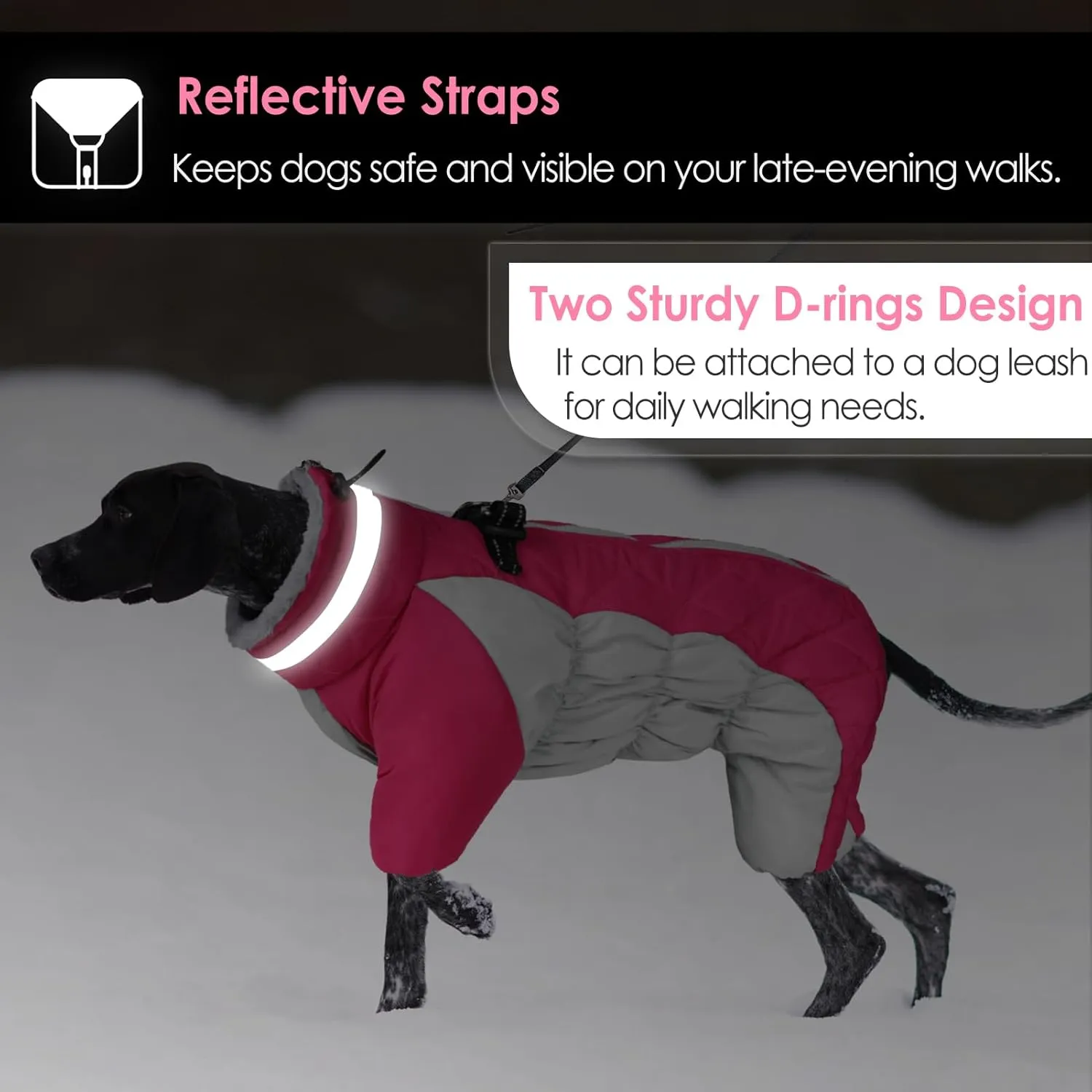 AOFITEE Small Dog Coat - Warm Winter Jacket with Built-in Harness, Reflective Turtleneck Puffer Jacket Snowsuit, Fleece Coat for Small to Large Dogs