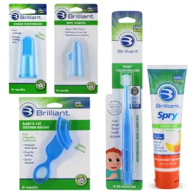Baby Buddy Brilliant Infant Oral Care Set, 5 PC, Includes Tooth Gel, Finger Toothbrush, Wipe-N-Brush, Baby's 1st Toothbrush, Baby Toothbrush, Silicone Bristle Toothbrushes - Teethers, Blue