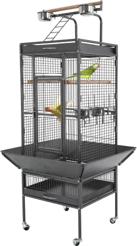 BestPet 61-inch Wrought Iron Large Bird Cage with Play Top and Rolling Stand Parrot Cage Bird Cages for Parakeets Parrots Conures Lovebird Cockatiel Cockatoo Chinchilla Finch Cage Macaw