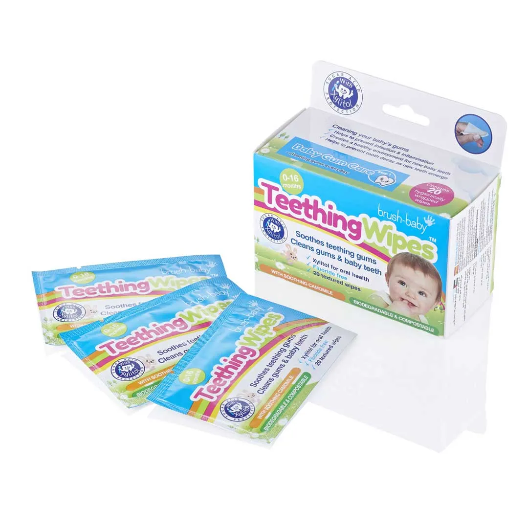 Biodegradable Baby Teething Wipes | Teething Remedies For Babies - 6 Pack