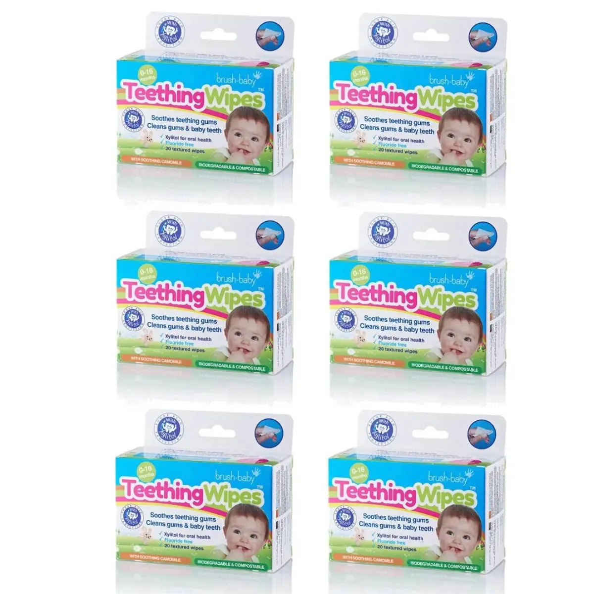 Biodegradable Baby Teething Wipes | Teething Remedies For Babies - 6 Pack