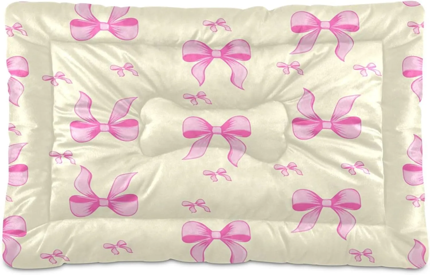 Cartoon Bows Outdoor Dog Bed for Small Dogs Washable Waterproof Travel Pet Bed Mat Portable Cat Bed with Non-Slip Bottom for Indoor and Sleeping 36 x 24 Inch