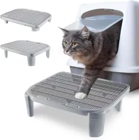 Cat Litter Ramp for Self-Cleaning Cat Litter Box Step Stairs, Double Layer Waterproof Urine Proof Trapping Mat Easy to Clean (19.7x16 Inch, Grey)