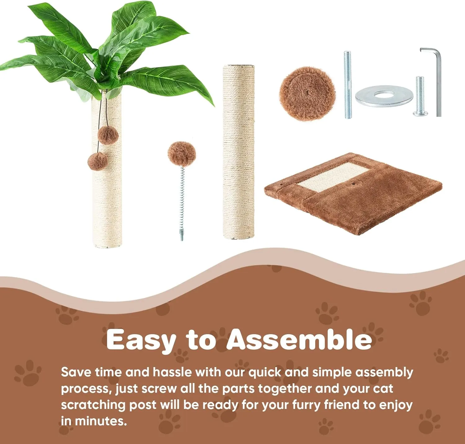 Cat Scratching Post 31.5" Tall Sisal Scratch Posts for Indoor Adult Cats, Large Palm Tree Cat Post with Dangling Balls, Cute Cat Scratching Post an Interactive Scratcher Cat Toy
