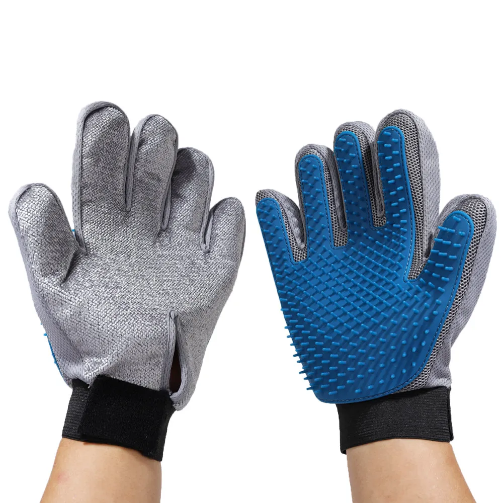 Cats Hair Removal Mitts, Pets Grooming Glove, Gentle Deshedding Massage Brush Glove for Long Short Fur, Dogs Horses Rabbits Hair Remover Enhanced Five Finger Design