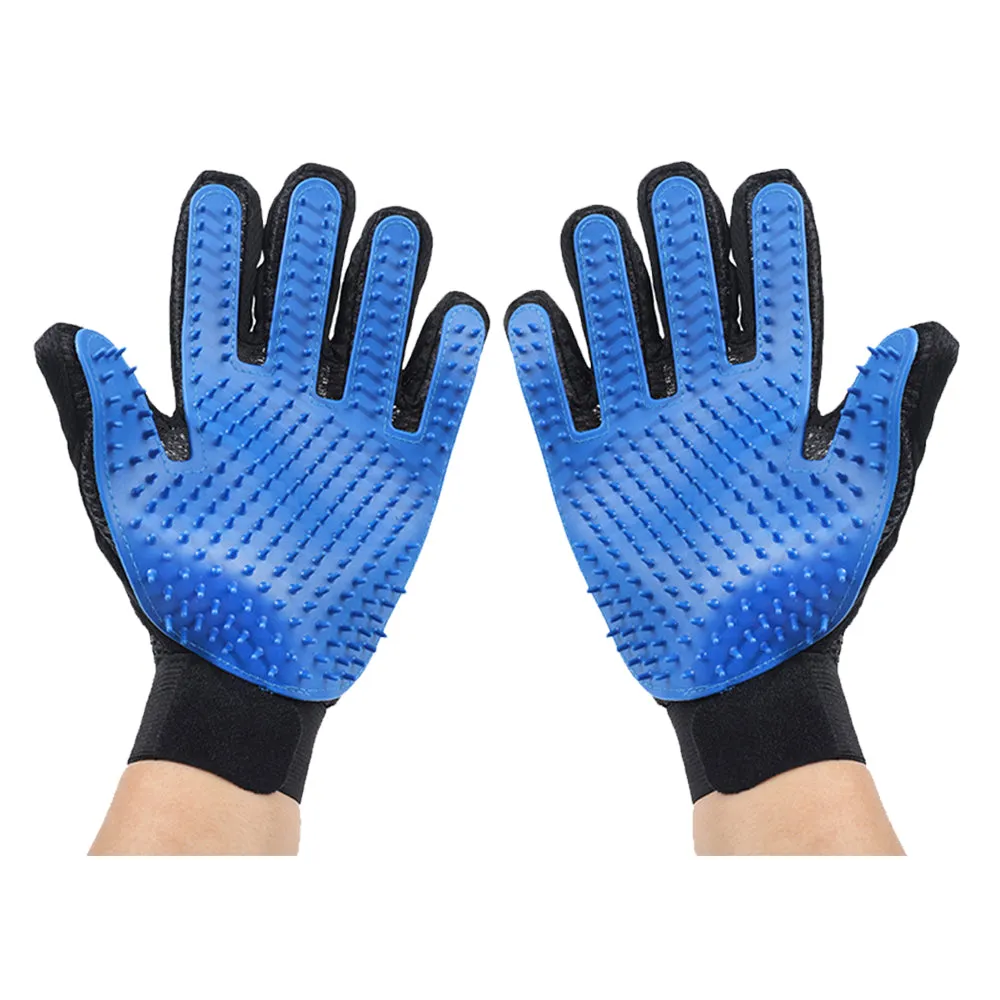 Cats Hair Removal Mitts, Pets Grooming Glove, Gentle Deshedding Massage Brush Glove for Long Short Fur, Dogs Horses Rabbits Hair Remover Enhanced Five Finger Design