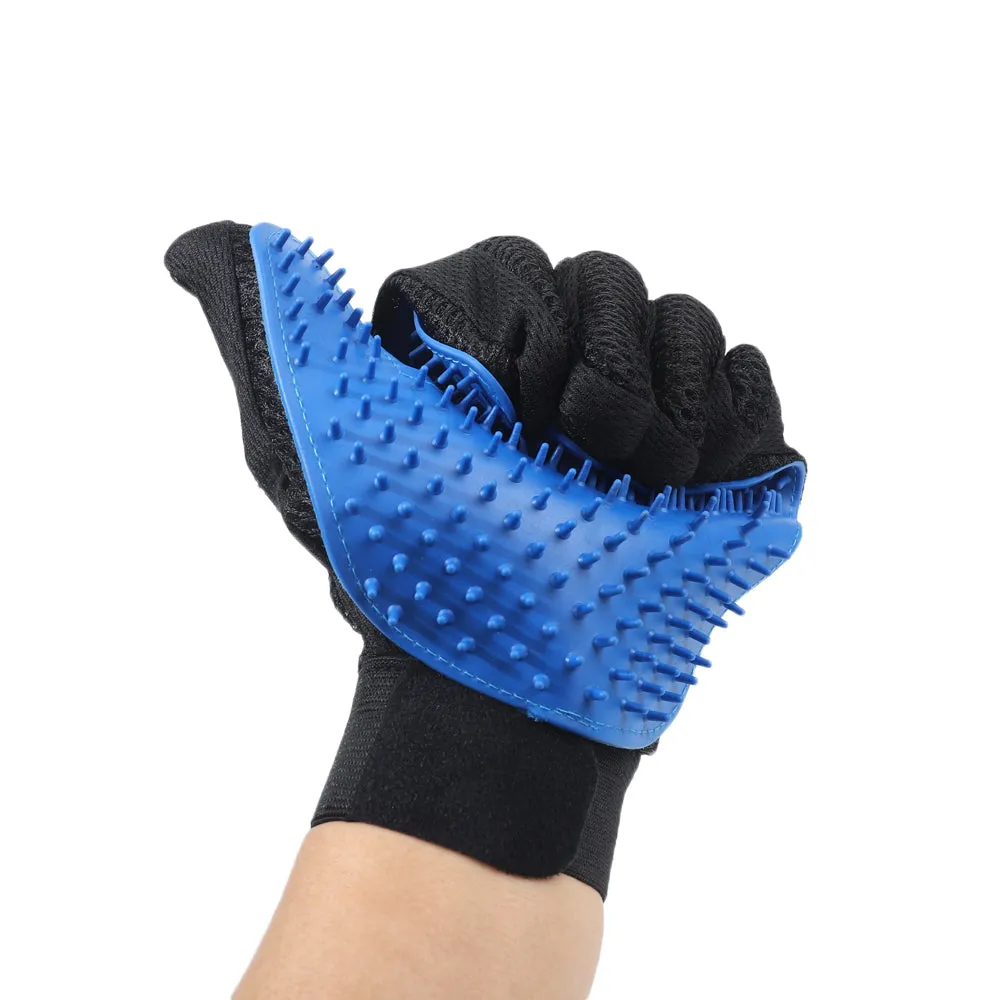 Cats Hair Removal Mitts, Pets Grooming Glove, Gentle Deshedding Massage Brush Glove for Long Short Fur, Dogs Horses Rabbits Hair Remover Enhanced Five Finger Design