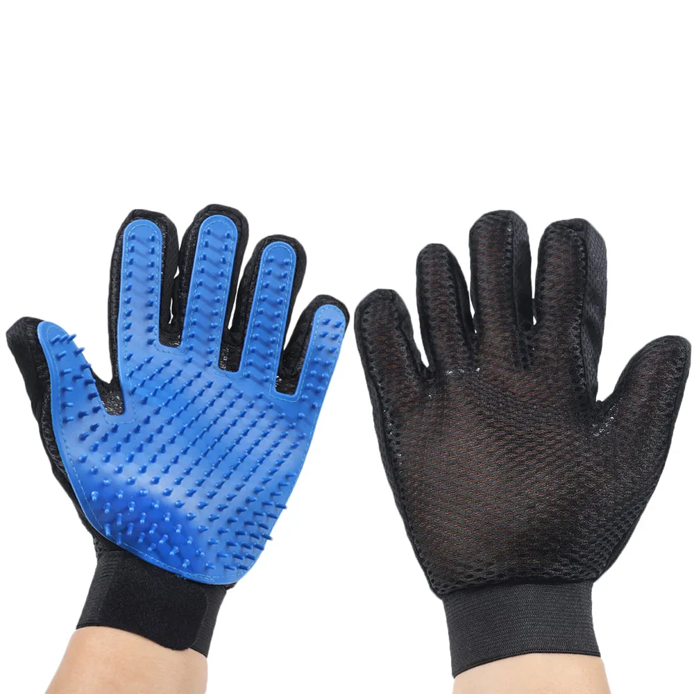 Cats Hair Removal Mitts, Pets Grooming Glove, Gentle Deshedding Massage Brush Glove for Long Short Fur, Dogs Horses Rabbits Hair Remover Enhanced Five Finger Design