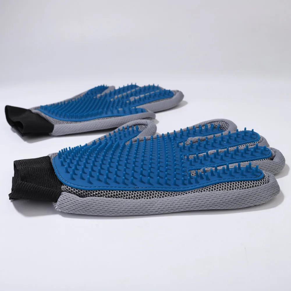 Cats Hair Removal Mitts, Pets Grooming Glove, Gentle Deshedding Massage Brush Glove for Long Short Fur, Dogs Horses Rabbits Hair Remover Enhanced Five Finger Design