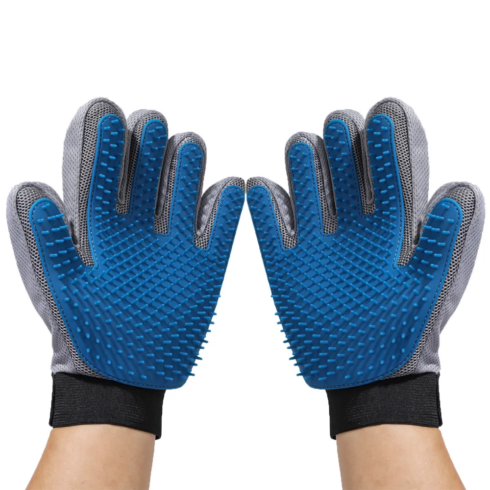 Cats Hair Removal Mitts, Pets Grooming Glove, Gentle Deshedding Massage Brush Glove for Long Short Fur, Dogs Horses Rabbits Hair Remover Enhanced Five Finger Design