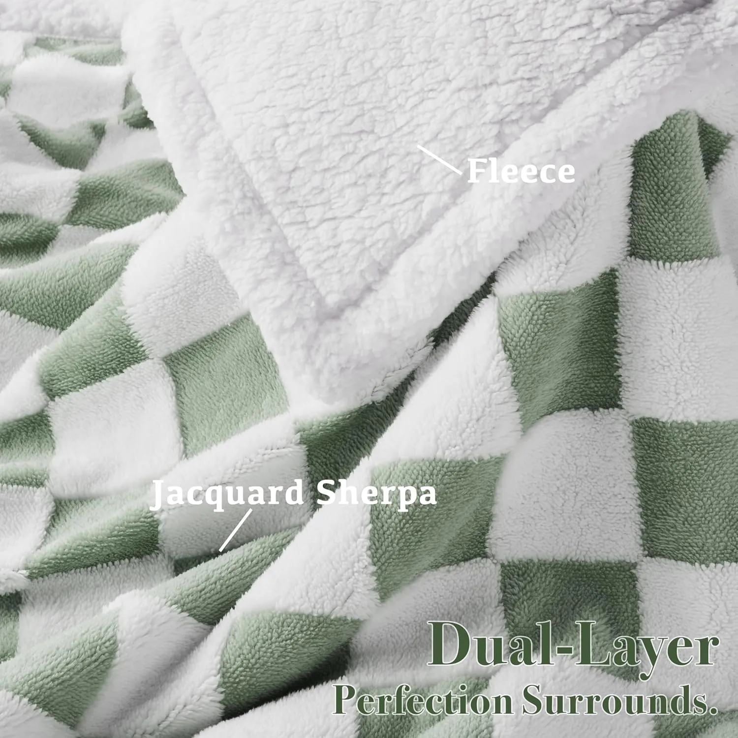 Checkered Dog Blanket, Sage Green Jacquard Sherpa Blankets for Small Dog and Cats, Cute Aesthetic Style Fluffy Fleece Pets Blanket for Couch Protection Washable, 25"x35"