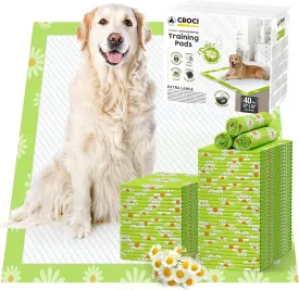 CROCI Dog Pads Daisy Fragrance 30x36in Puppy Pads, Odor Eliminating Pee Pads for Dogs Super Absorption Up to 10 Cups Urine, Leak-Poof & Quick Dry Dog Pee Pads Disposable (40 Counts)