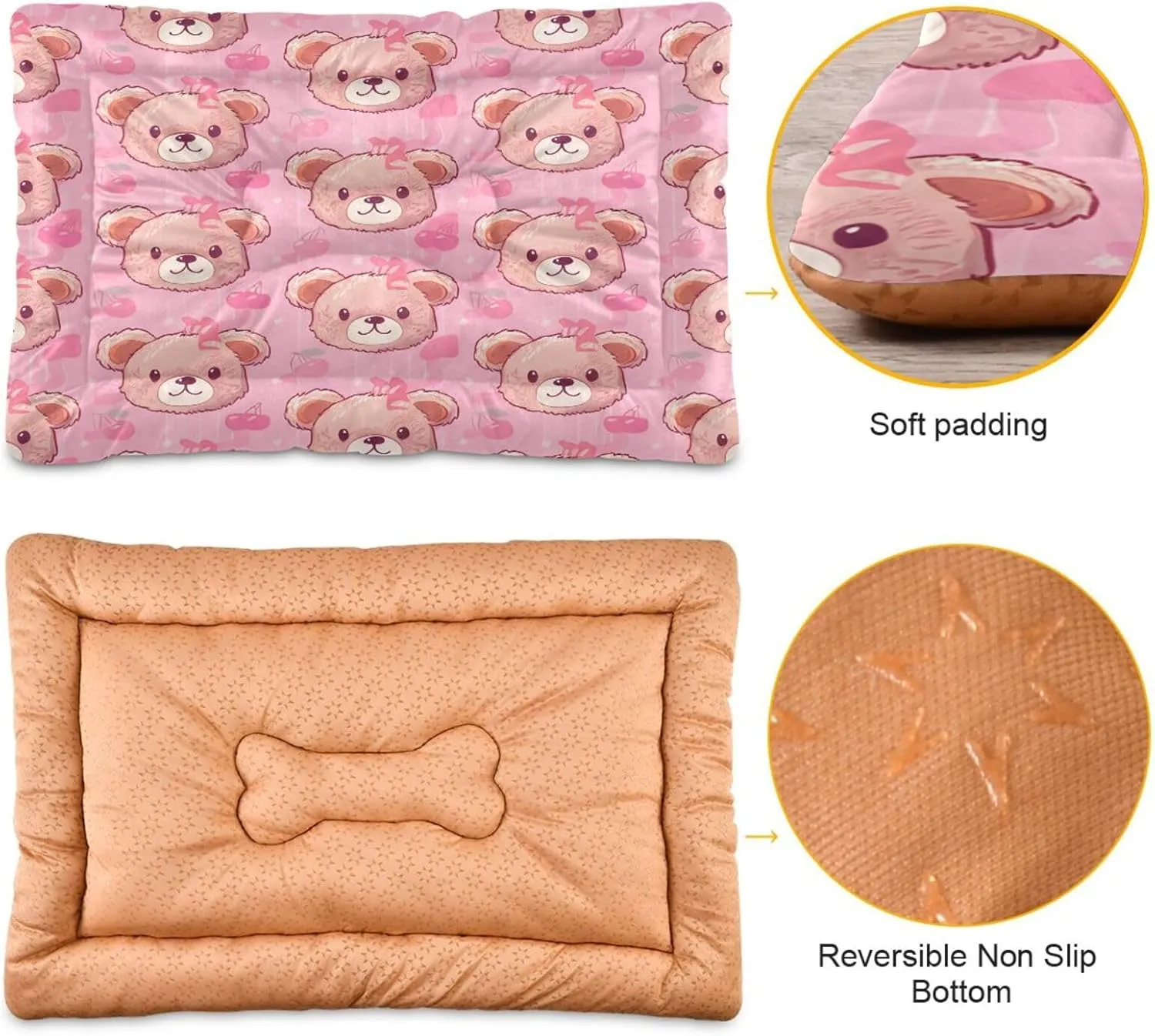 Cute Bear Outdoor Dog Bed for Small Dogs Washable Waterproof Travel Pet Bed Mat Portable Cat Bed with Non-Slip Bottom for Indoor and Sleeping 36 x 24 Inch