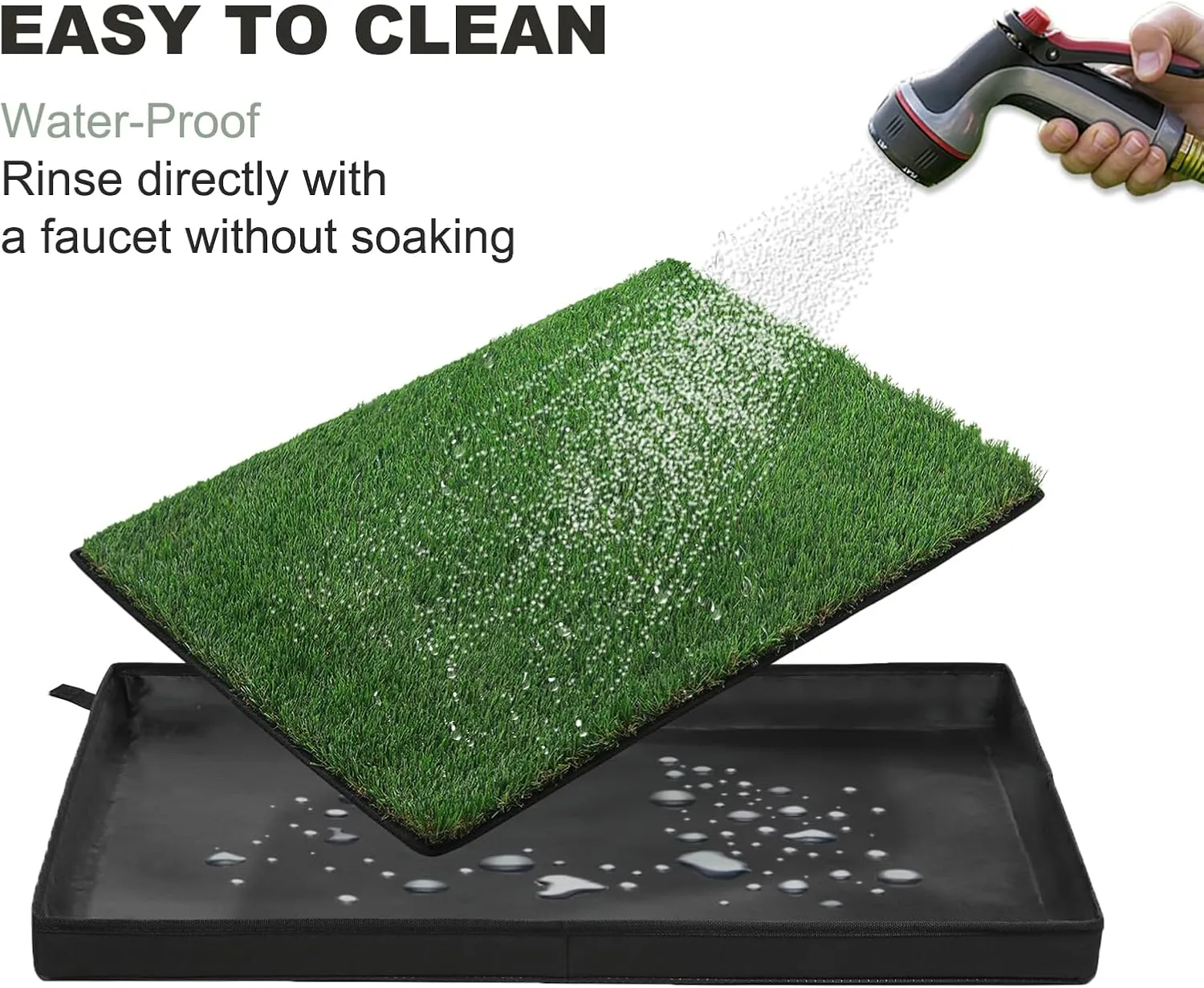 Dog Grass Pad with Foldable Dog Litter Box, Large Liner Base (3323) for Balcony, 2 Artficial Grass Pee Pads for Dogs, Pee Pad Holder, Potty Training