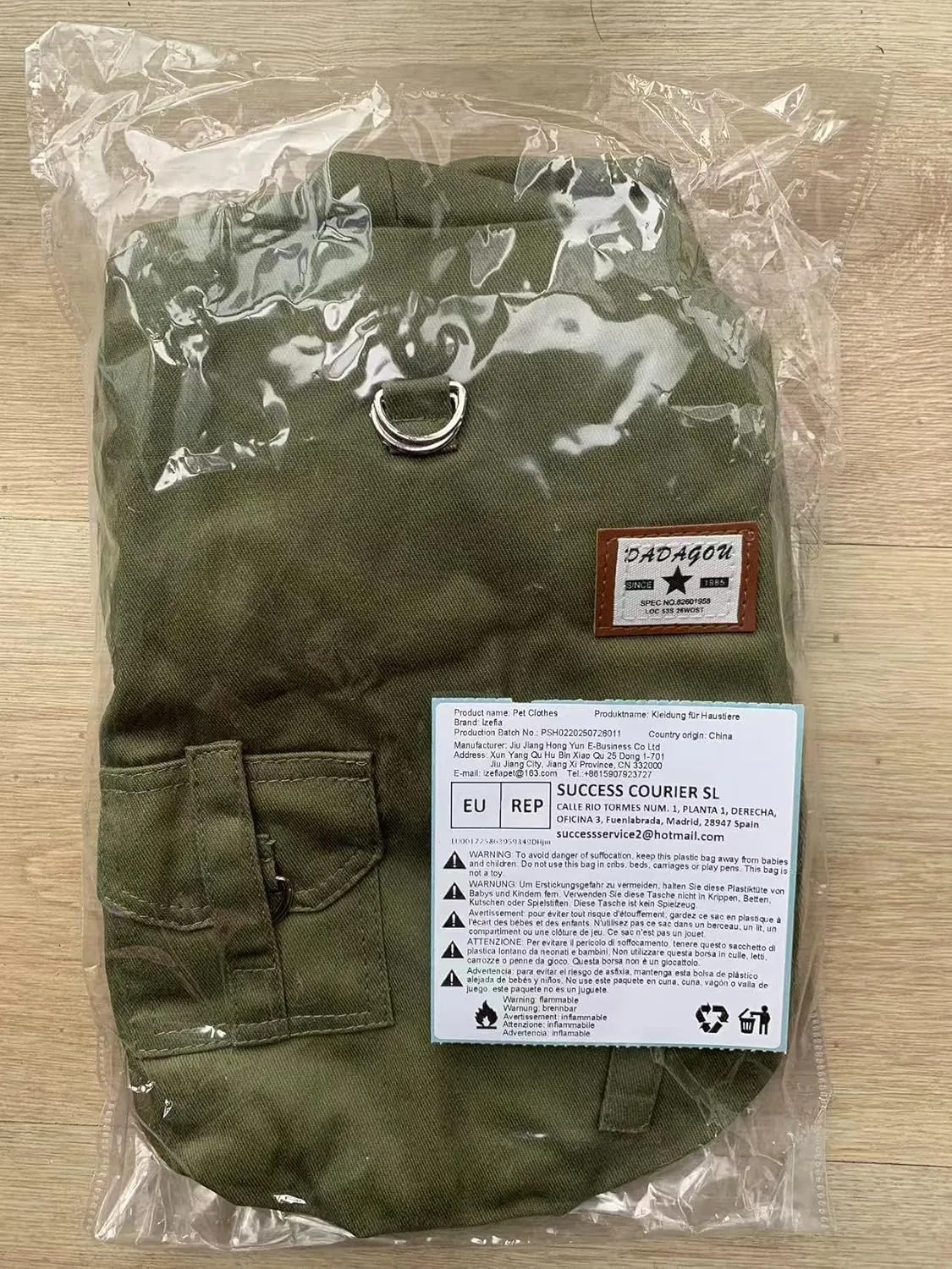 Dog Hoodies, Rdc Pet Work Clothes, Thickened Dog Overall, Dog Military Uniform, Army Hoodie Sweater, Cotton Jacket Fur Coat for Small Dog & Medium Dog & Cat (Green,XXL)