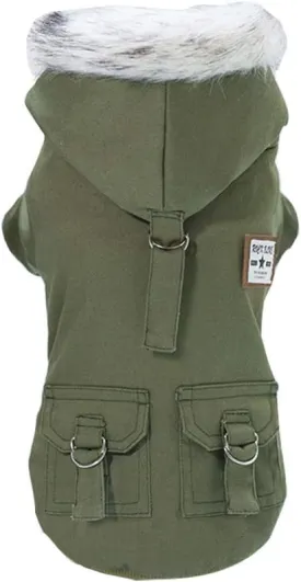 Dog Hoodies, Rdc Pet Work Clothes, Thickened Dog Overall, Dog Military Uniform, Army Hoodie Sweater, Cotton Jacket Fur Coat for Small Dog & Medium Dog & Cat (Green,XXL)
