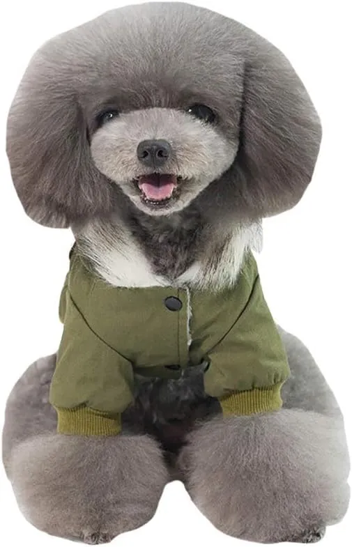 Dog Hoodies, Rdc Pet Work Clothes, Thickened Dog Overall, Dog Military Uniform, Army Hoodie Sweater, Cotton Jacket Fur Coat for Small Dog & Medium Dog & Cat (Green,XXL)