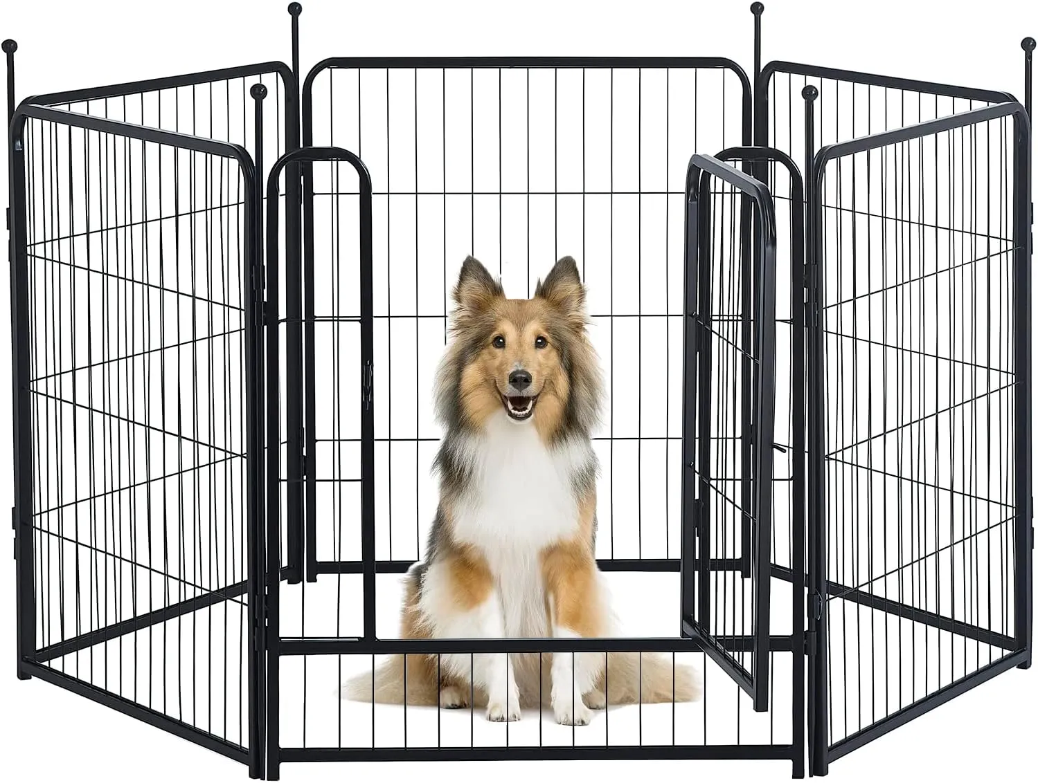 Dog Playpen,Portable Outdoor Dog Fence, Dog Playpen for Large/Medium/Small Dogs, Dog Fences for The Yard,with Doors Foldable Metal (32 inch, 06 Panels)