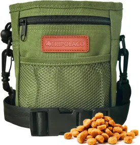 Dog Treat Pouch, Large Treat Pouches for Pet Training with Multiple Pockets, Built-in Poop Bag Dispenser & Phone Holder, 3 Wear Styles, Ideal Dog Treat Bag for Training & Walks, Green