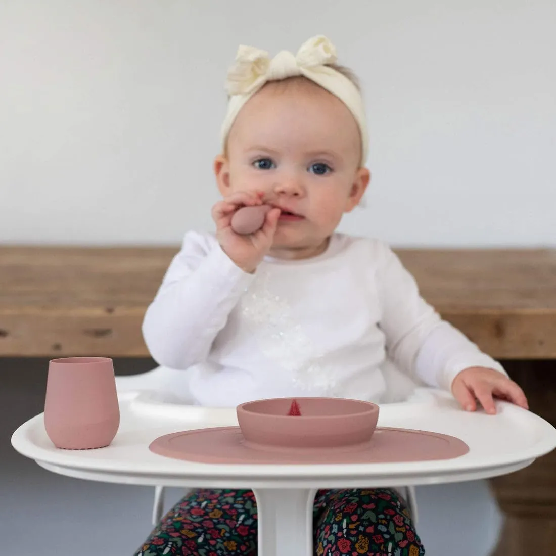 ezpz Tiny Bowl (Blush) - Silicone Suction Placemat   Bowl for Infants - 6 months  - Baby Led Weaning Supplies - Fits All Highchair Trays