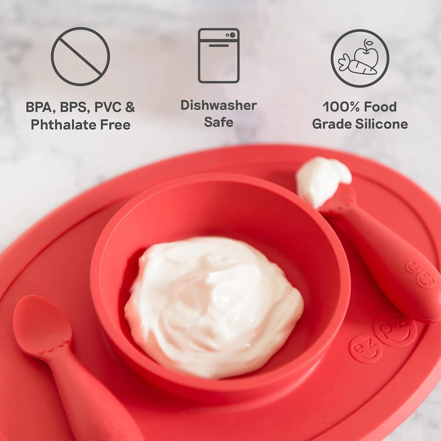 ezpz Tiny Bowl (Blush) - Silicone Suction Placemat   Bowl for Infants - 6 months  - Baby Led Weaning Supplies - Fits All Highchair Trays