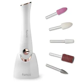 Fancii Professional Electric Manicure & Pedicure Nail File Set with Stand - The Complete Portable Nail Drill System with Buffer, Polisher, Shiner, Shaper and UV Dryer (Champagne Gold)