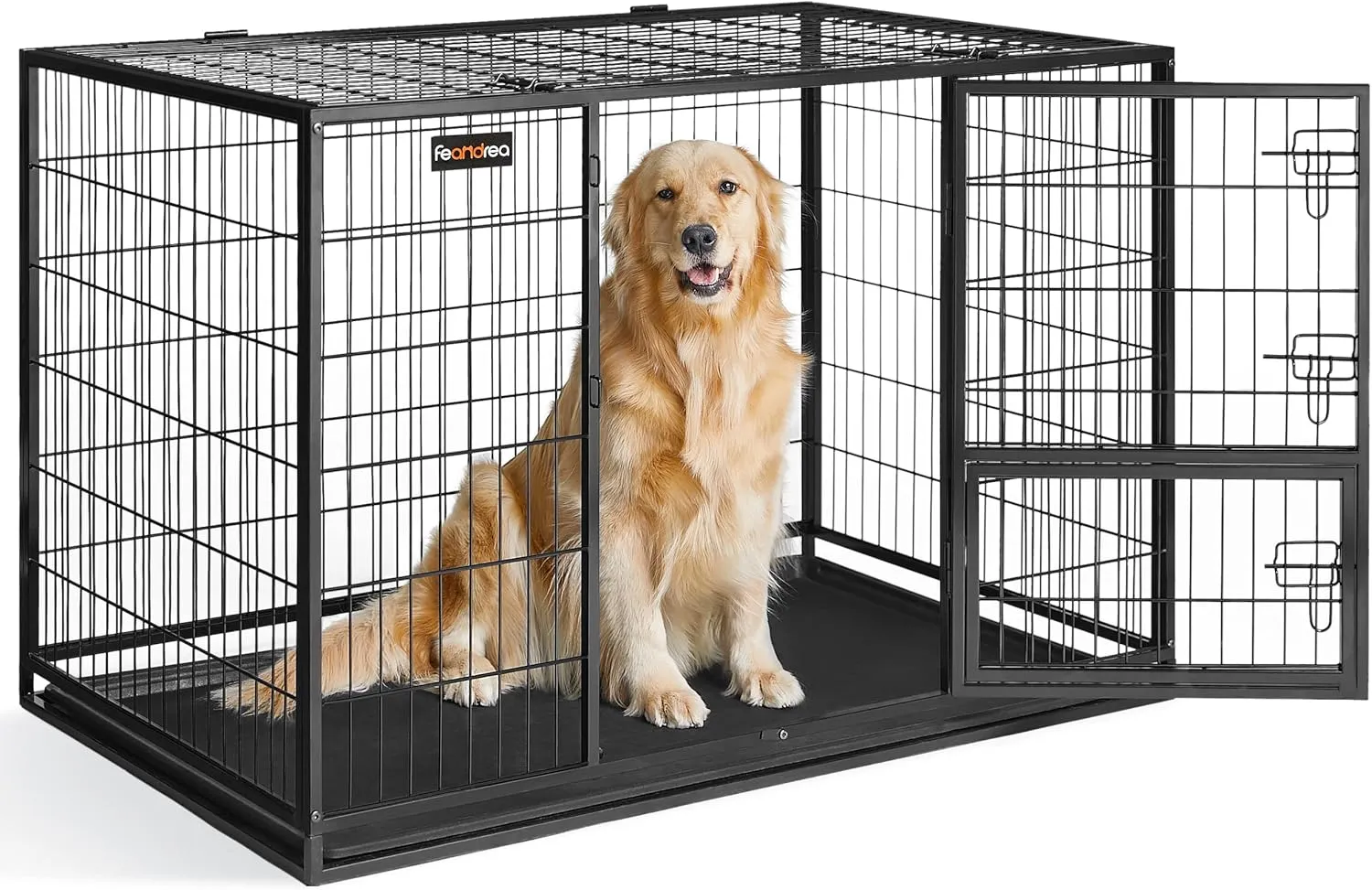 Feandrea Heavy-Duty Dog Crate, Metal Dog Kennel and Cage with Removable Tray, XXL for Large Dogs, 48 x 29.3 x 31.7 Inches, Black UPPD003B01
