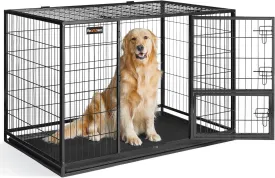 Feandrea Heavy-Duty Dog Crate, Metal Dog Kennel and Cage with Removable Tray, XXL for Large Dogs, 48 x 29.3 x 31.7 Inches, Black UPPD003B01