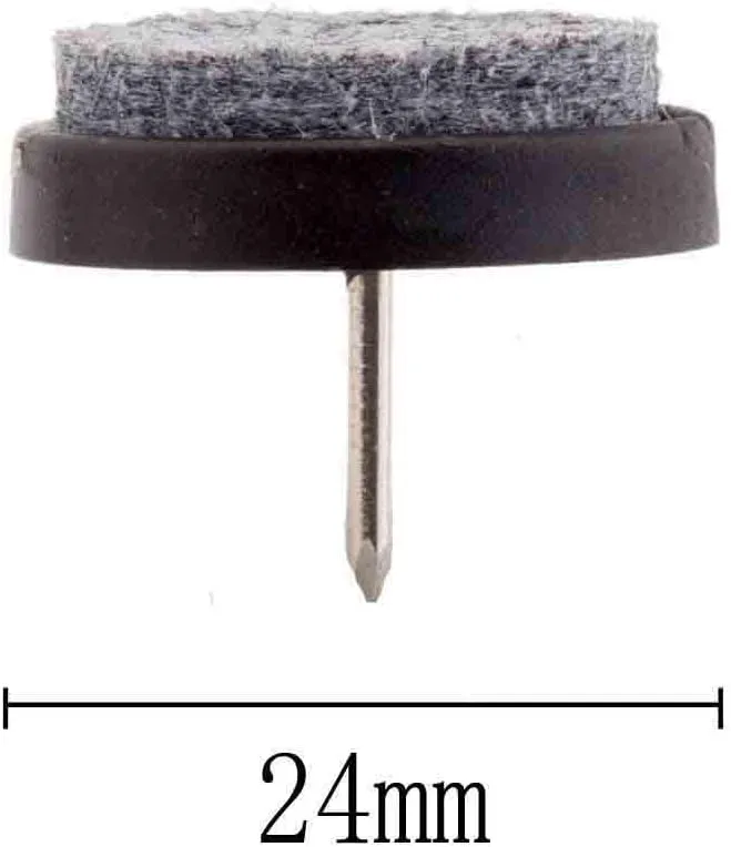 Felt Furniture Pads 50 Pcs - ULIFESTAR Nail On Furniture Sliders Hardwood Floor Protectors for Chair Table Desk Dresser Cabinet Sofa Couch Leg Feet Non Slip Non Scratch (24mm Diameter Black)