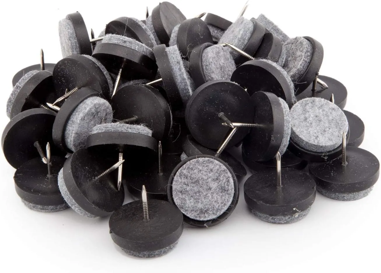 Felt Furniture Pads 50 Pcs - ULIFESTAR Nail On Furniture Sliders Hardwood Floor Protectors for Chair Table Desk Dresser Cabinet Sofa Couch Leg Feet Non Slip Non Scratch (24mm Diameter Black)