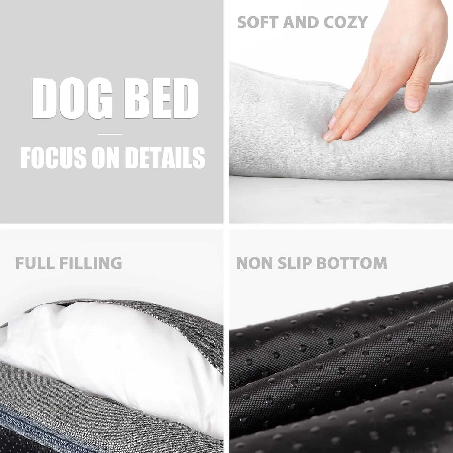 Fida Orthopedic Dog Bed with Memory Foam Base - Dog Lounge Sofa with Removable Washable Cover, Pets Couch Beds for Small/Medium/Large Dogs & Cats (L-35"x26", Black)