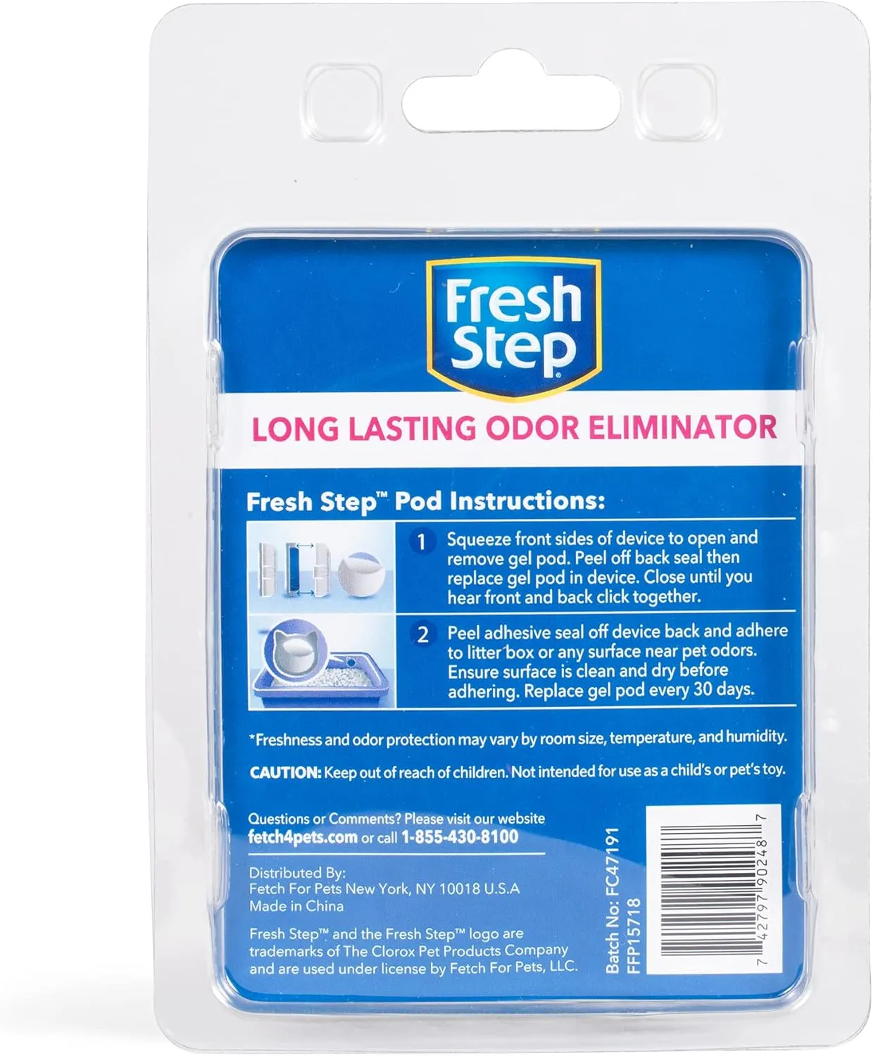 Fresh Step Litter Box Deodorizing Gel Pod | Cat Litter Box Deodorizer | Combats Cat Odors and Neutralizes Smells to Keep Your Home Clean | 1 Adhesive Device   2 Gel Refills