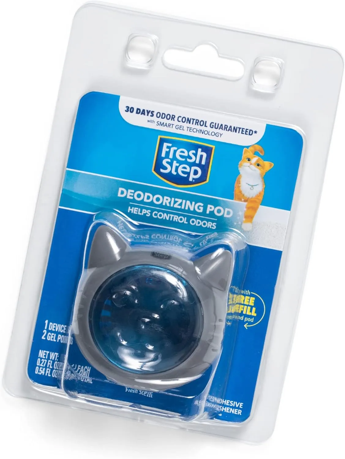 Fresh Step Litter Box Deodorizing Gel Pod | Cat Litter Box Deodorizer | Combats Cat Odors and Neutralizes Smells to Keep Your Home Clean | 1 Adhesive Device   2 Gel Refills